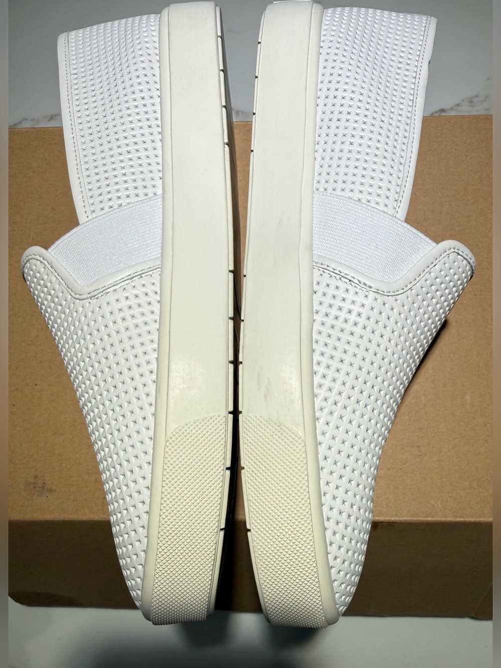 VINCE Blair Woodsmoke Perforated Leather Slip-On Loafers, White Size 7M - Picture 6 of 12